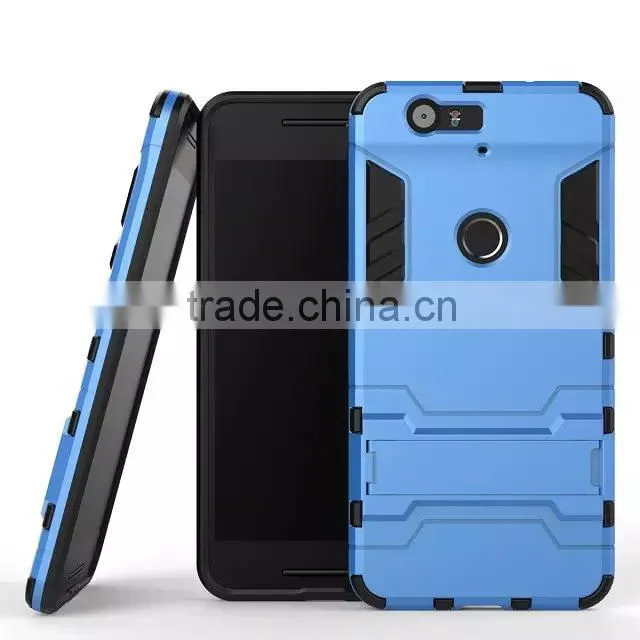 TPU Rubber Back Stand Case for Huawei nexus 6p TPU+PC Cover Case with Stents MT-4904