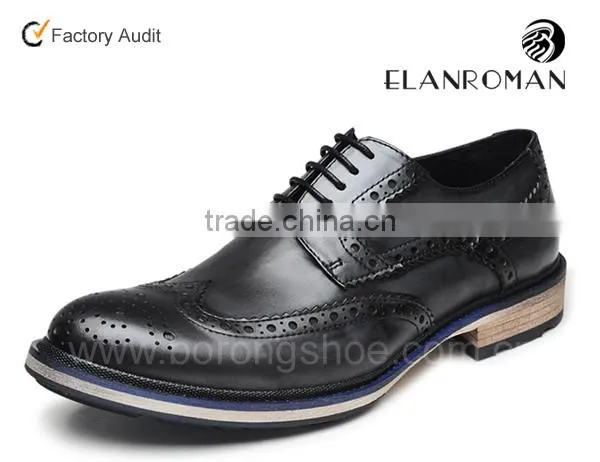 Brogue style leather dress formal shoes for men shoes wingtip shoes in china
