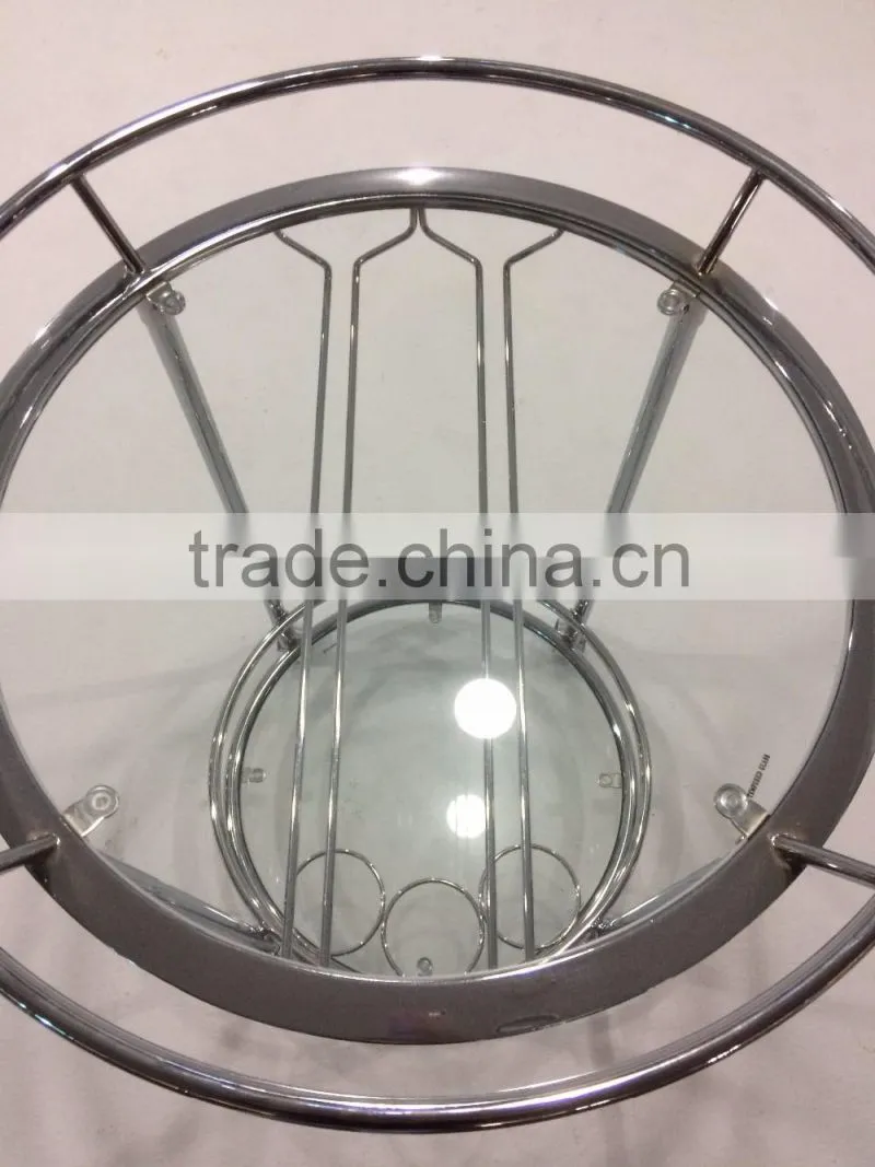Modern Trolley/ Round Metal Glass Serving Cart
