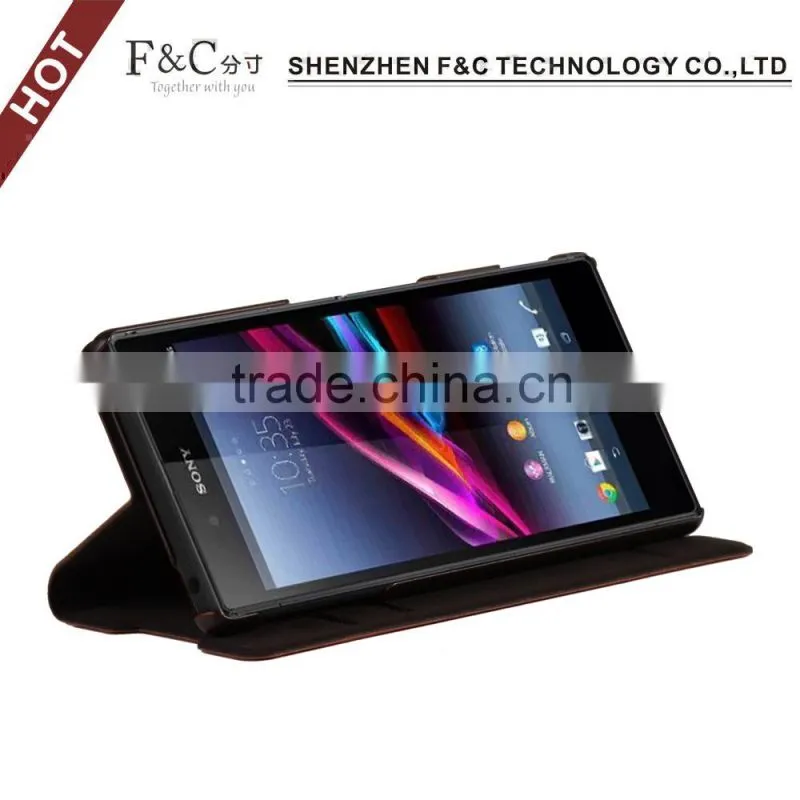 Classical brown back stand leather flip case for Sony Xperia Z4 Compact skin cover 5.2 inch