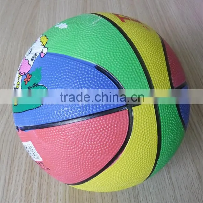 colorful size 3 rubber basketball for kids