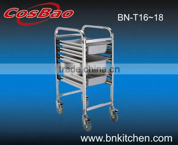 Single row 6 layers stainless steel tray rack trolley
