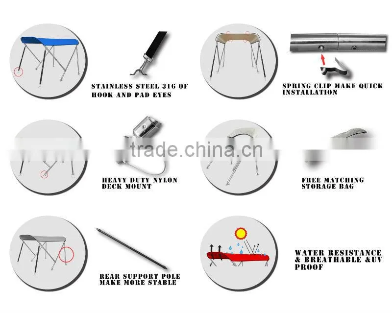 Ninghai Innovation 2 bow stainless steel Bimini Top