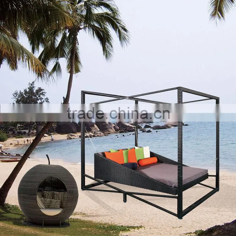 Hotsale Luxury Outdoor Wicker Restaurant Coffee Shop 4-seat swing chair garden