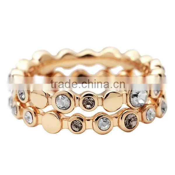 14K gold stacking ring diamonds ruby and clear gemstone stacking rings sets of 3