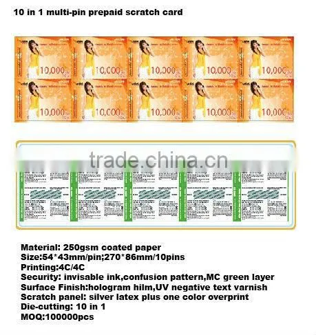 paper phone scratch cards printing
