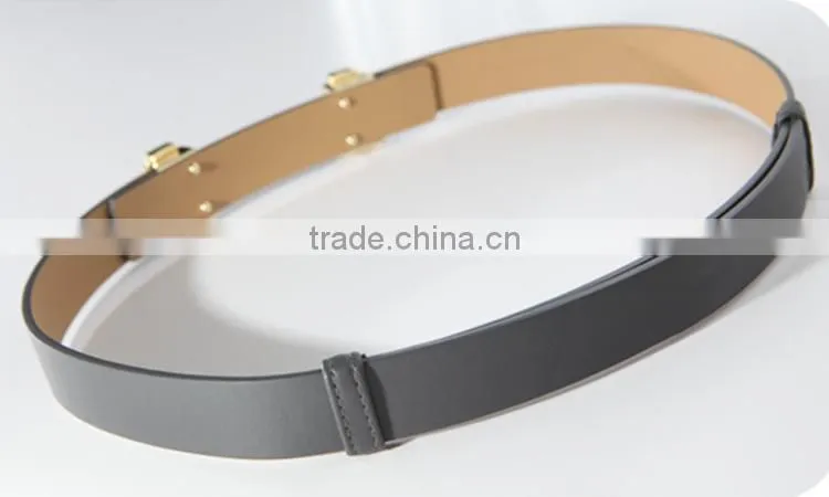 2016 fashion stylish wide size PU woman dress belt with two buckle