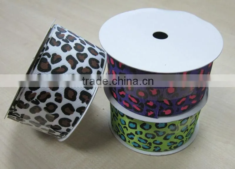 leopard printer grosgrain ribbons for decotation