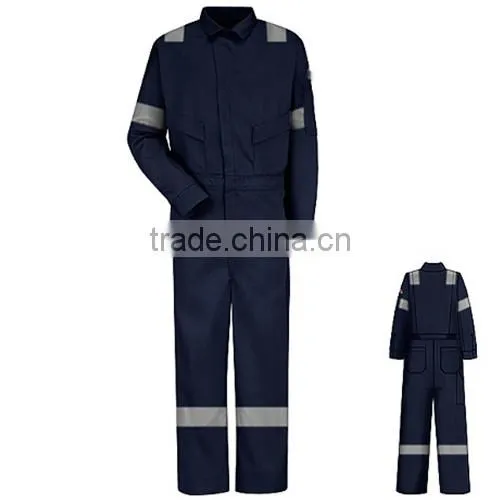 Safety orange coverall with reflective tape