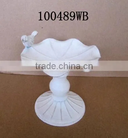 small white garden metal bird feeder