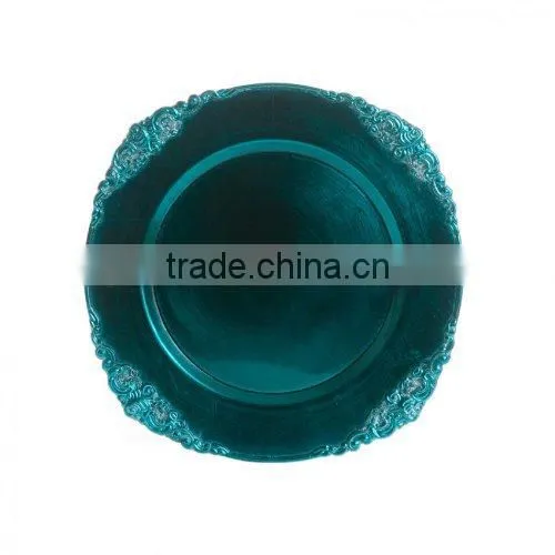 Plastic colorful baroque charger plates