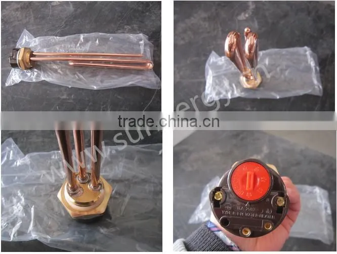 Electrical immersion heater element with thermostat