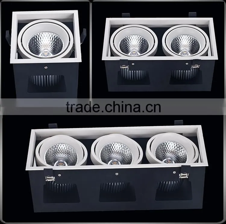 2015 new design 2 heads recessed frame high power 2x45w cob led grille light