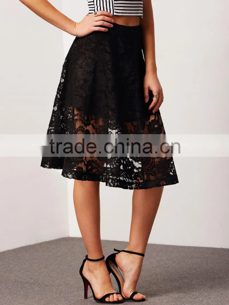 2016 china factory summer lady women lace latest long skirt design