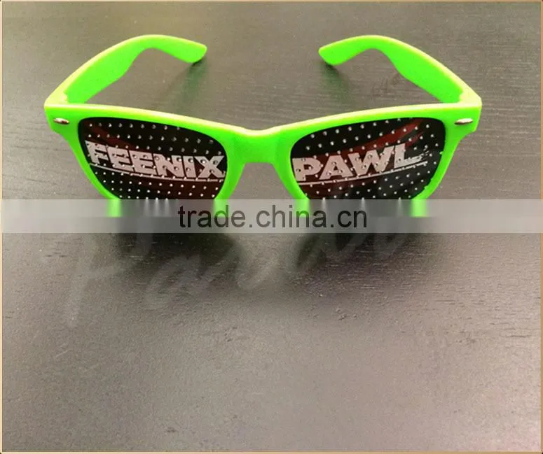 2015 party glasses with eyes custom logo printing party pinhole sunglasses