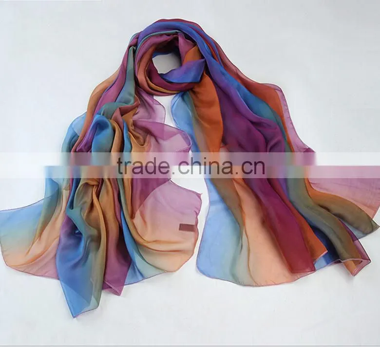 100%silk multi-coloured long silk scarves
