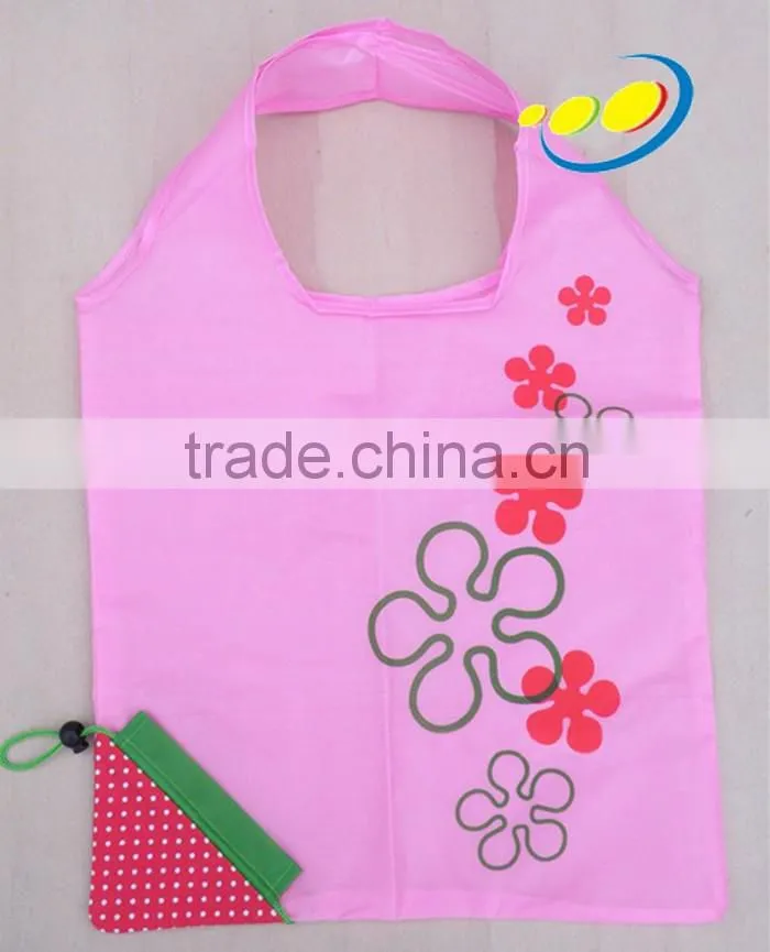 Colorful foldable nylon shopping bag strawberry bag