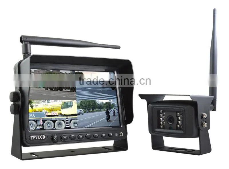 2.4GHz wireless backup reversing kit, 7" wireless rear view system with wifi night vision IR camera for truck, heavy duty