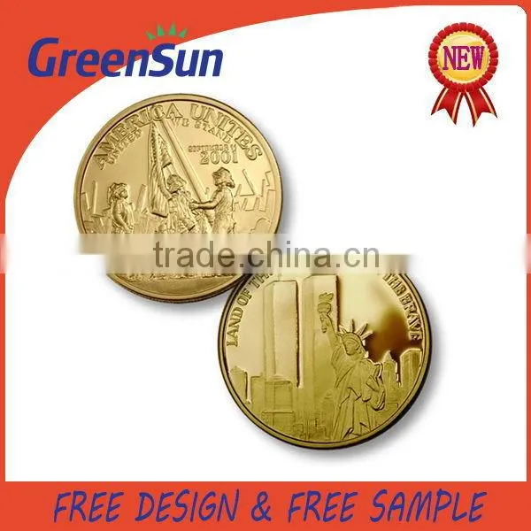 Made in Zhejiang China hot sale promotion gold relief coin