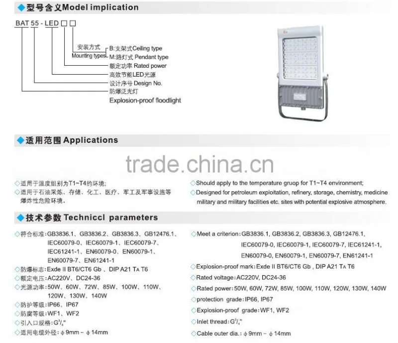 BAT55 China supplier high quality explosion proof LED energy saving lamp IP65