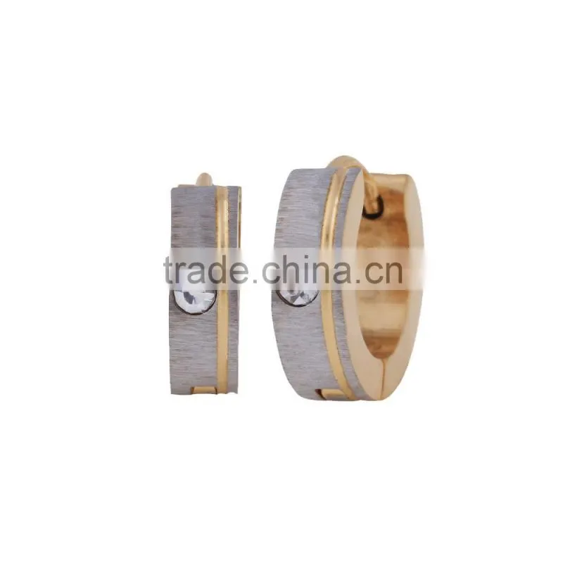 Shiny fashion hot selling Women's Gold Stainless Steel Huggie Hoop Stud Earring