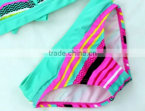 Slim Colorful Strings Print infants kids girls bikini swimsuit Bathing swimwear