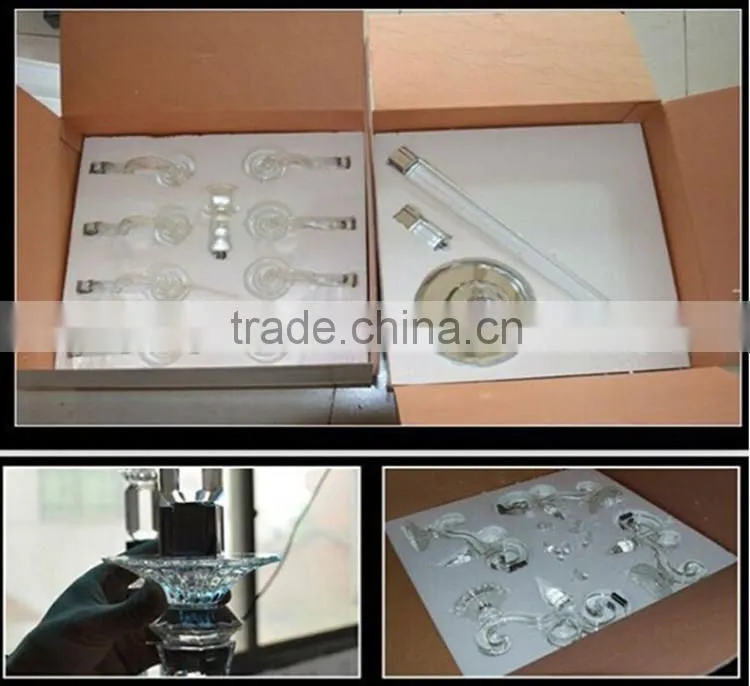 cheap 5 arms long stem wedding decorative crystal candelabra