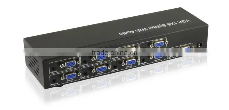 New premium 1080p vga splitter 1 input 8 output with 3.5mm audio for hot video player
