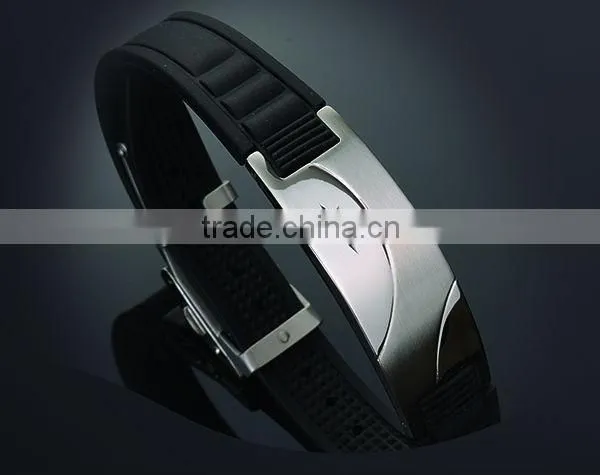 Noproblem D007 FDA germanium tourmaline bio magentic scalar energy newest fashion silicone bracelet