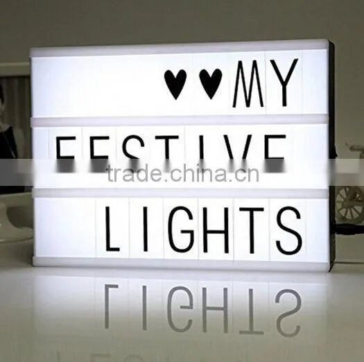 DC5V USB Wire Customized DIY Free Combination Letters Lamp Cinematic LED A4 Size Acrylic Light Box with Letter