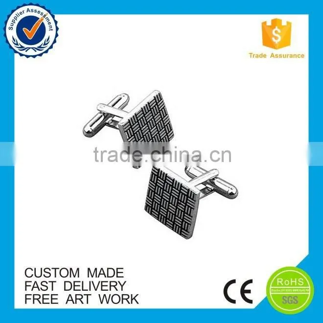 High quality silver plating custom men's shirt cufflinks