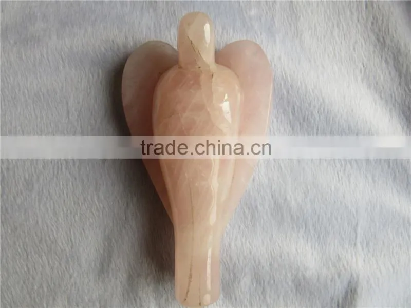 small hand carved rose quartz crystal angel for Christmas gift
