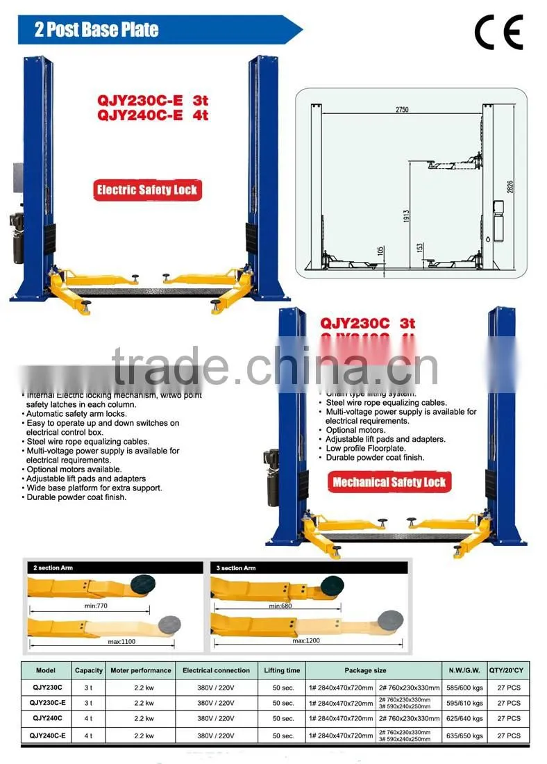 3T cheapest two post auto car lift