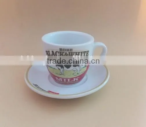 Thick fine porcelain coffee and tea set custom printed porcelain ceramic cups and saucers sets