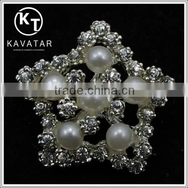 Good quality NK010 metal rhinestone button with pearl for clothes