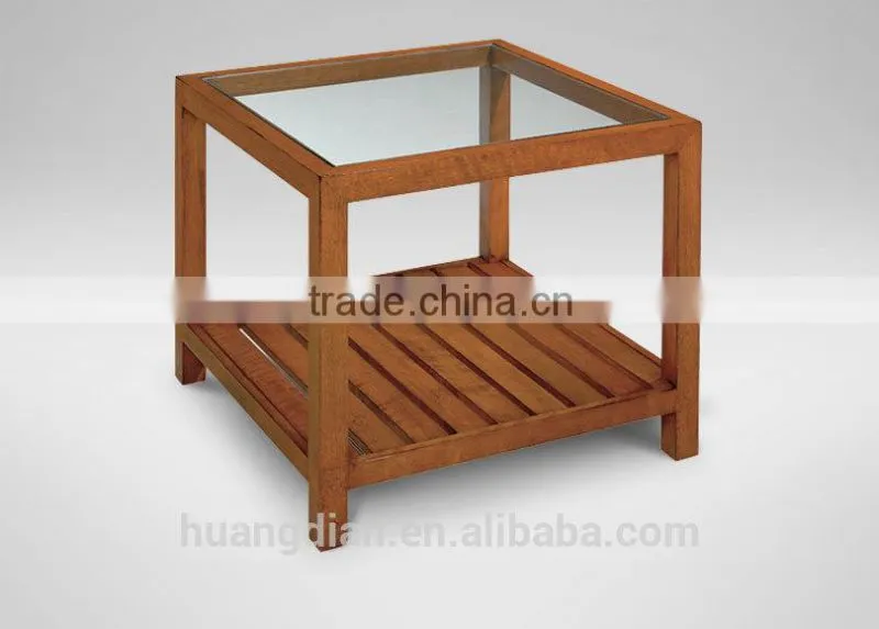 china supplier modern solid wood coffee table with glass top