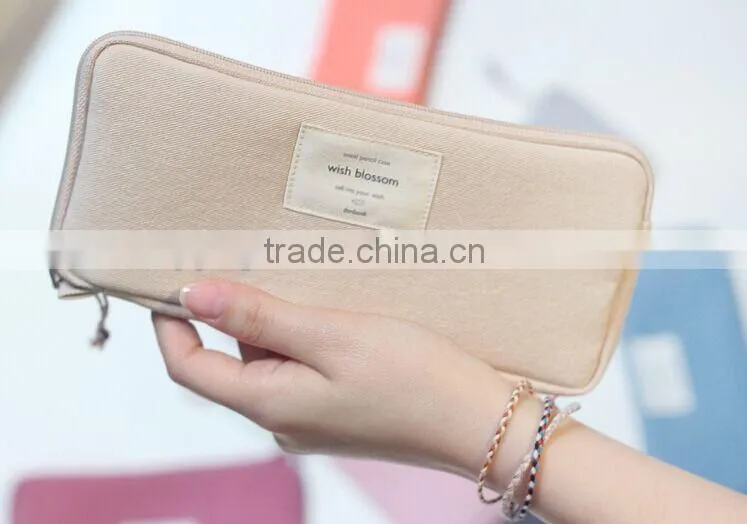 custom wholesale funny korea style polyester material cheap fancy pencil box