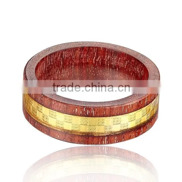 Factory Wholesale Natural Wood Rings Jewelry, Gold Foil Inlay Wood Rings Men