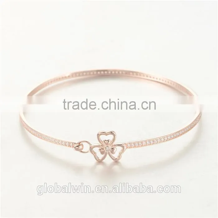 Fashion Jewelry 14K Gold Plated Anklets Bangles With Clear Cz