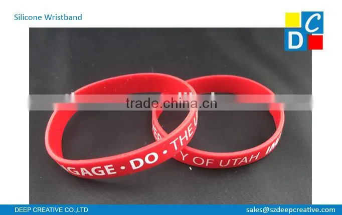 Cheap price promotional silicone wristband/cheap wristband/Red color printing silicone wristband