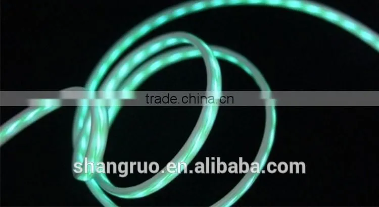 Visible Flow Led EL Light Micro Usb Sync Data Charge Cable for Android
