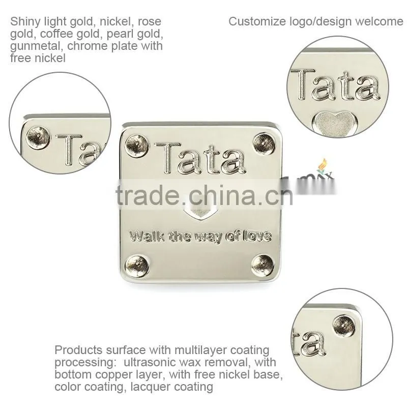 25mm metal engraved brand name shoe label