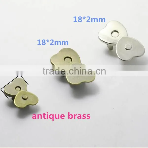 18mm Brushed bronze Bag snap magnetic snap button in brass and iron material