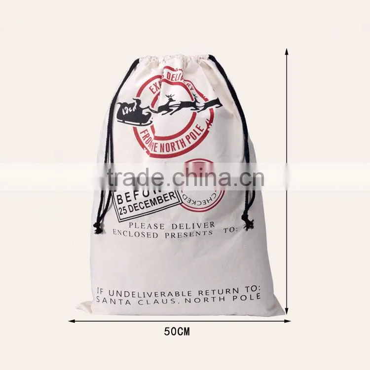 Fast shipping!Wholesale Santa sacks white red santa sack bag with drawstring Christmas Santa Claus wholesale Santa sacks