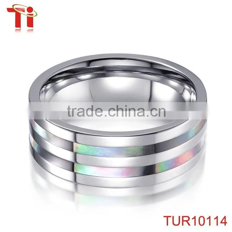 tungsten carbide ring inlay abalone engagement ring, fashionable abalone rings