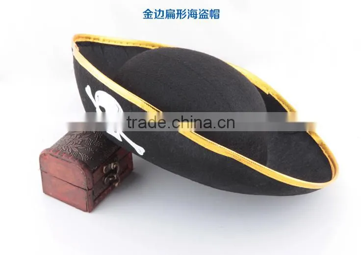 Cheap Promotional Black Gold Adult kids non-woven Party Pirate Hat