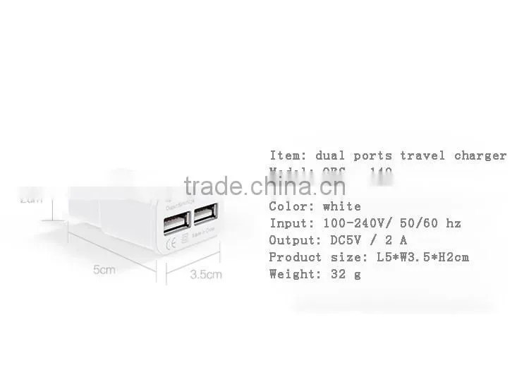 Dual Ports USB 5V Fast Charging Portable Travel Power Charger