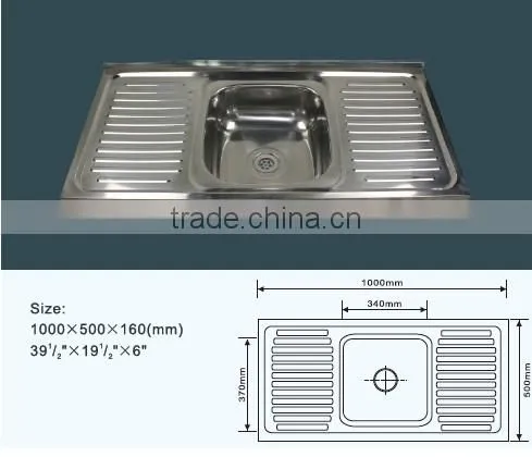Export Iraq single bowl double tray stainless steel kitchen sink