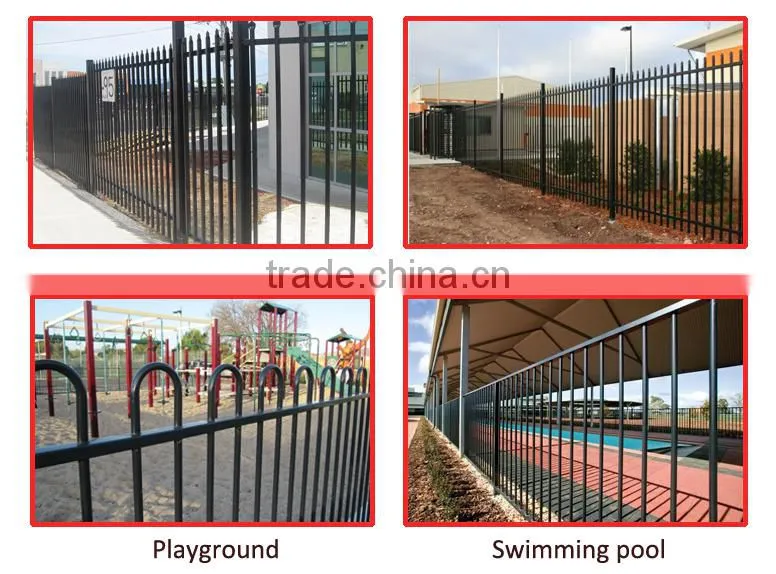 Black powder coated security backyard metal Wrought Iron steel picket fence