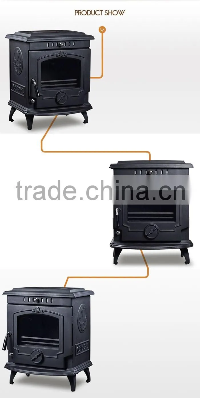 Indoor freestanding cast iron fireplace/wood burning stove with warm temperature DHF243BI